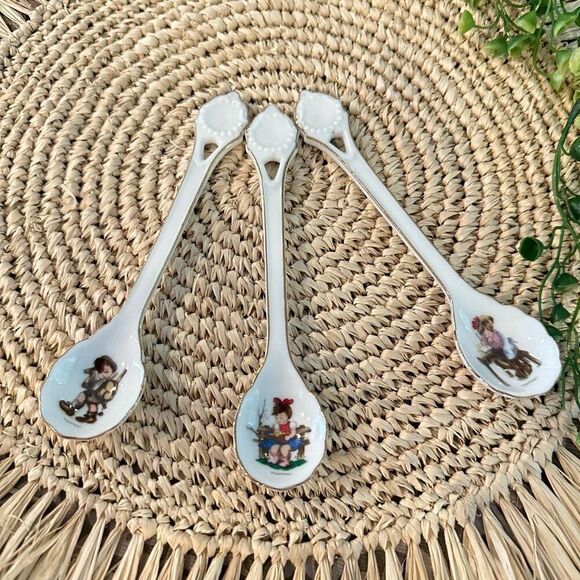 Goebel Hummel ‎ 3 -Piece Porcelain Miniature Spoons Collectors Item Rare Vintage - Picture 1 of 7